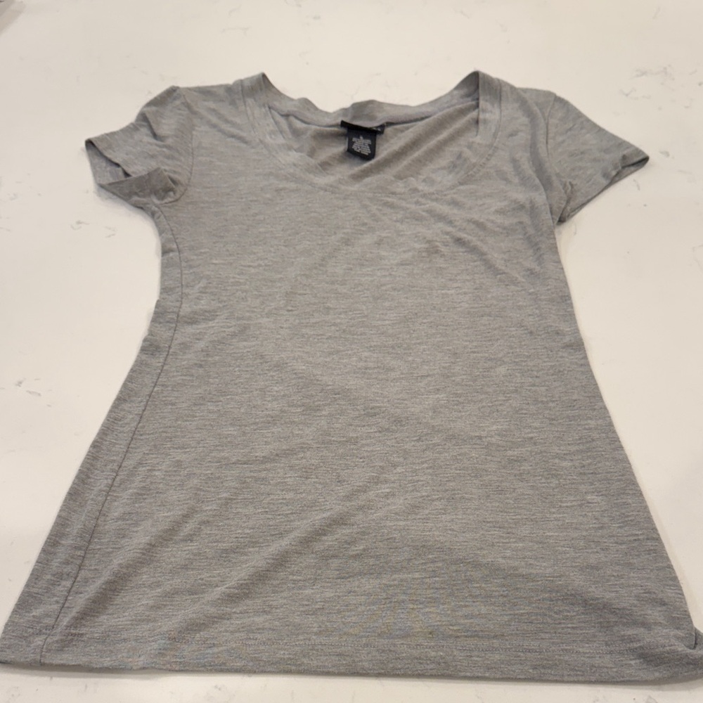 Gray V-Neck Women's Top